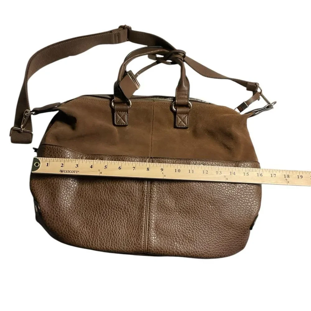 Unbranded Mixed Material Brown Satchel Handbag Detachable Strap Crossbody Bag